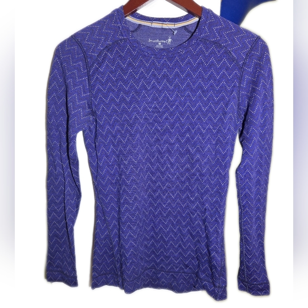 Smartwool base layer patterned NTS 250 merino wool knit crewneck long sleeve M